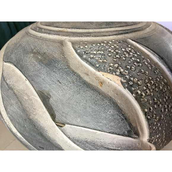 Pier 1 Blue Gray Ceramic Vase White Swirls Hand Crafted Pottery Large 8” Heavy - Picture 3 of 9